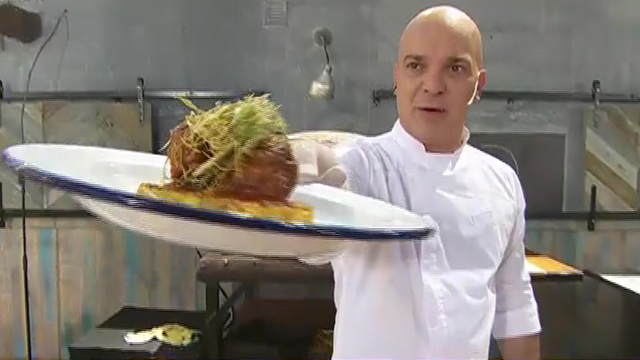 Polenta a la plancha con albóndigas | Recetas