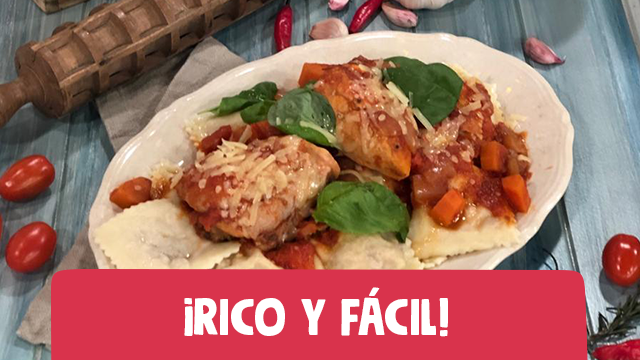 Ravioles de queso y tomates secos con estofado de pollo | Recetas
