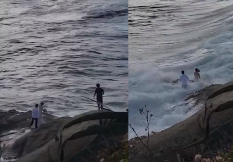 Dramático: ¡Festejaban su casamiento frente al mar y una ola gigante los tragó! | Virales
