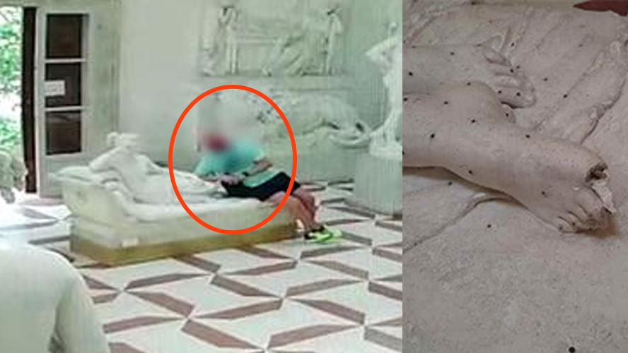 Quiso sacarse una selfie con una escultura del 1800 y la terminó rompiendo | Virales