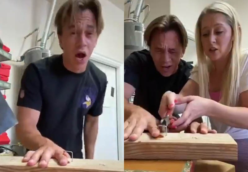 Fingió que se había clavado un clavo en la mano y así reaccionó su novia | Virales