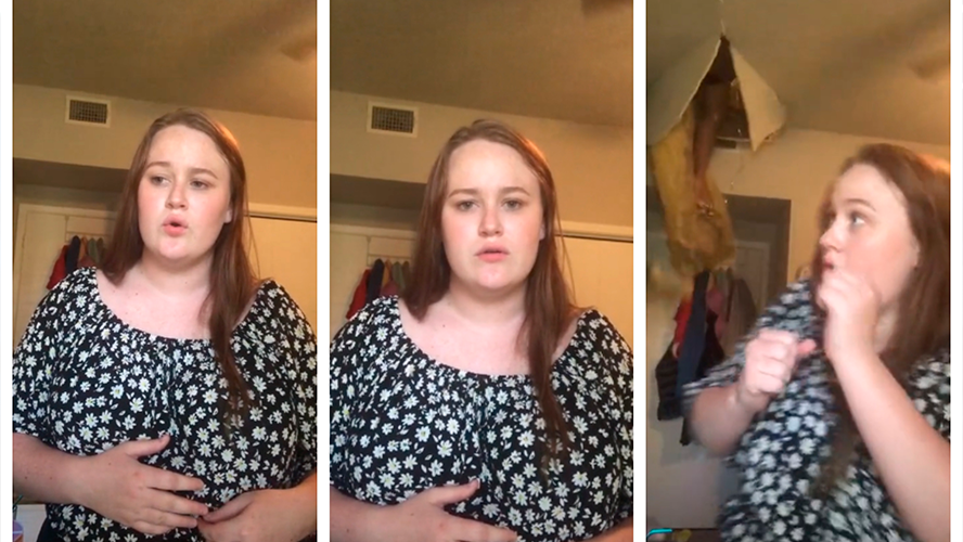 Mientras grababa un Tik Tok se cayó su techo y una mujer quedó colgando | Virales