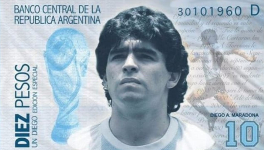 Proponen un billete de diez pesos con la cara de Maradona | Virales
