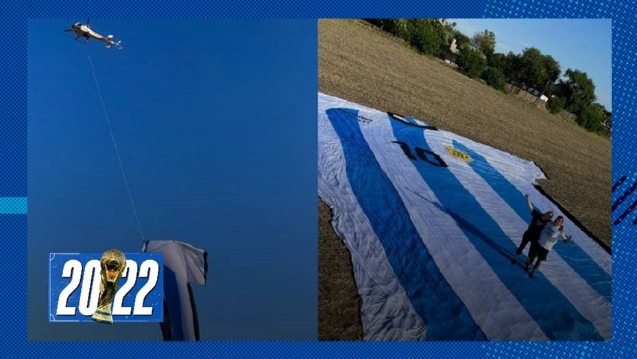 "Alta en el cielo": La camiseta gigante de Messi flameó en el cielo de Rosario | Novedades
