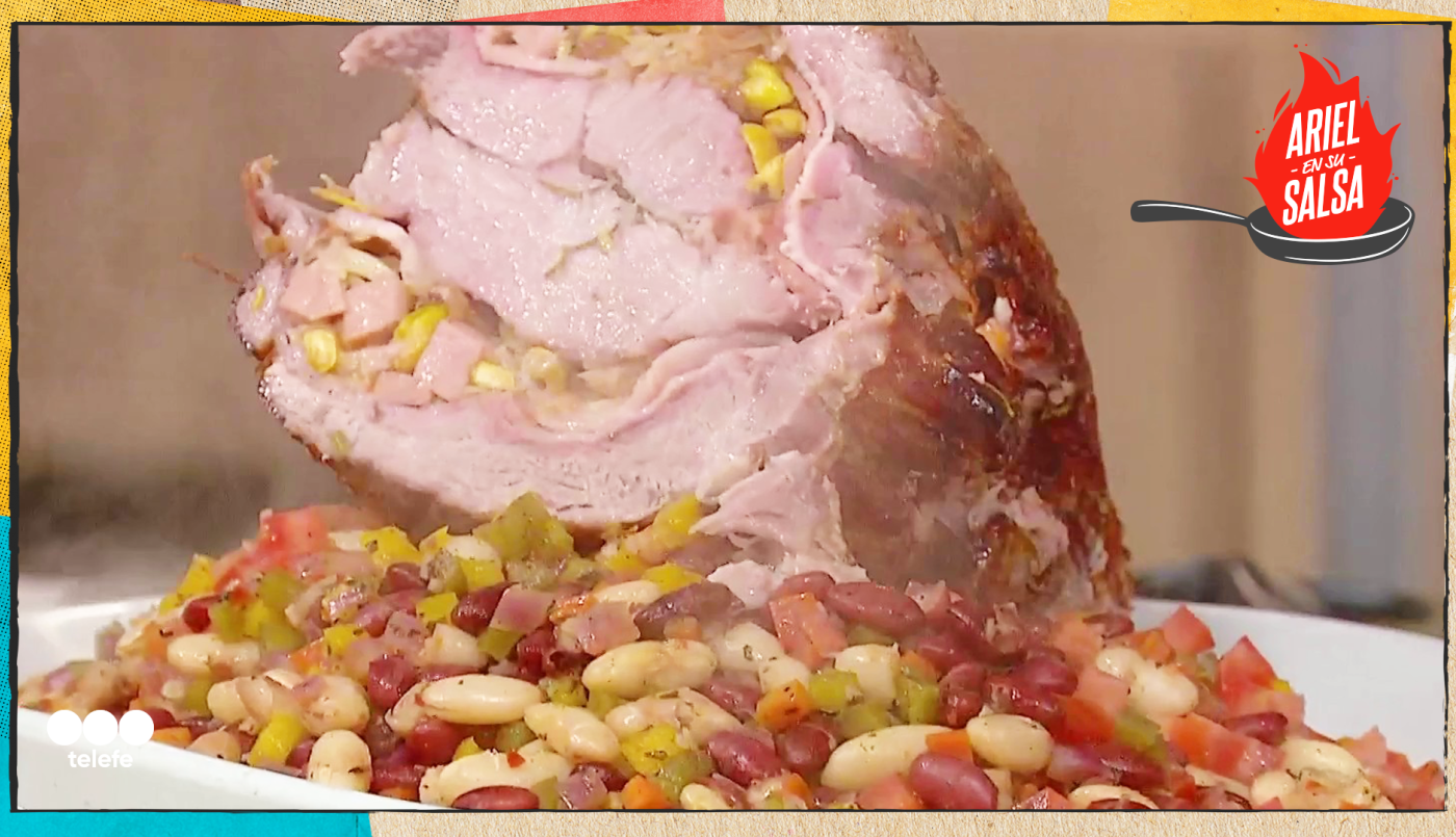 Receta de bondiola rellena con salteado de porotos y vegetales | Recetas