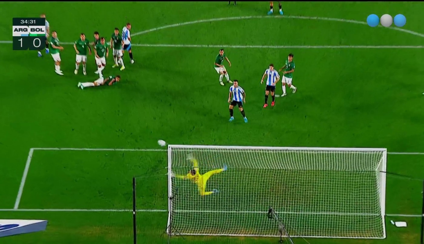 Viscarra atajó un espectacular tiro libre de Messi y terminó accidentado - Argentina vs. Bolivia | Mejores momentos