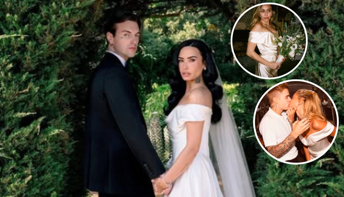 Demi Lovato se casó con el mismo vestido que utilizaron Miley Cyrus y Hailey Bieber para sus bodas | Espectáculos
