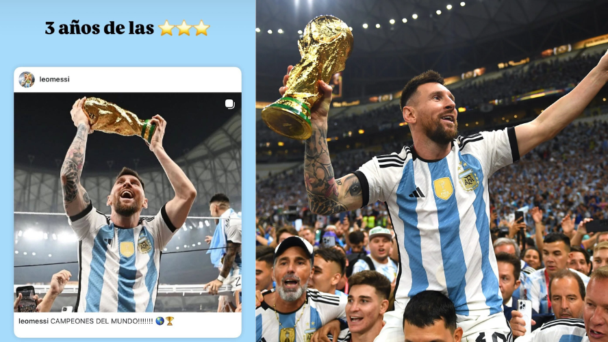 "Tres años de las tres estrellas": El emotivo posteo de Lionel Messi a tres años de la gloria en Qatar | Espectáculos