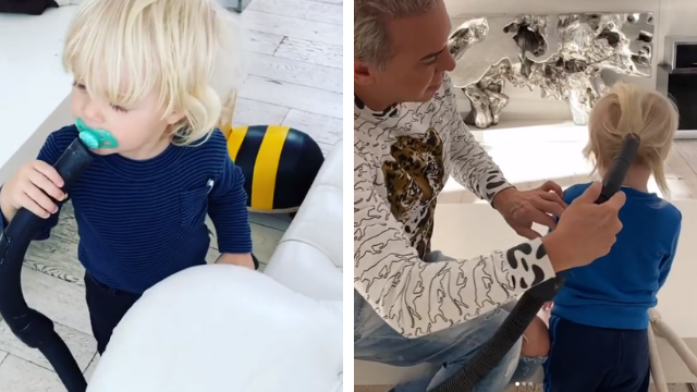 Flavio Mendoza peina a su hijo con una aspiradora y generó la polémica | Espectáculos