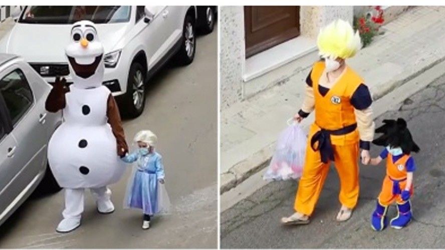 Cada día un disfraz: Un padre y su hija divierten a sus vecinos durante la cuarentena | Virales