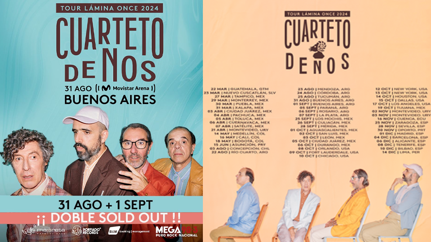 Cuarteto De Nos | Doble Sold-Out!!! | De sus shows del 31-8 y 1-9 en el Movistar Arena | Cartelera