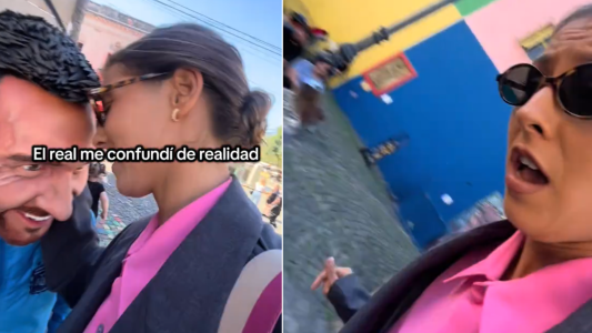 Se acercó a darle un beso a "la estatua" de Messi en Caminito y se llevó el susto de su vida: "No sé si ir a terapia"
