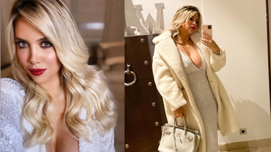 Un look elegante y escotado eligió Wanda Nara para hacerle compañía a Mauro Icardi