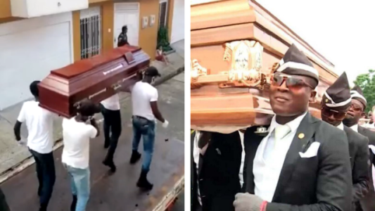 La policía de Colombia baila con un ataúd imitando al MEME de los ghaneses para concientizar