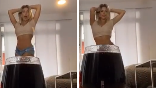 Sol Pérez se mete dentro de una copa de gaseosa y se hace viral