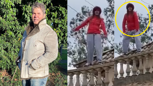 Burlando se pegó un terrible susto cuando vio a Barby Franco bailando en el techo de su casa