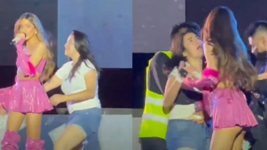 Una fanática de Tini Stoessel burló la seguridad y se subió al escenario: mirá la reacción de la artista