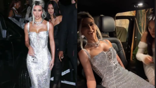 Icónica pero incomoda: el cómico video de Kim Kardashian con su apretado vestido