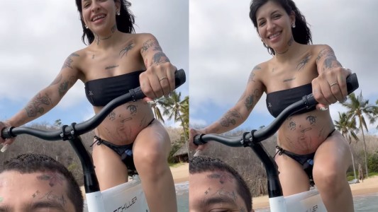 En plena cuenta regresiva por la llegada del bebé, Cazzu lució desde la playa su pancita de embarazada