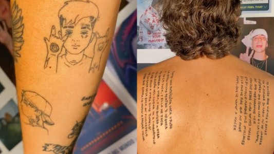 Se tatuó 11 veces a Duki, entre ellas la canción con la que ingresó a su boda