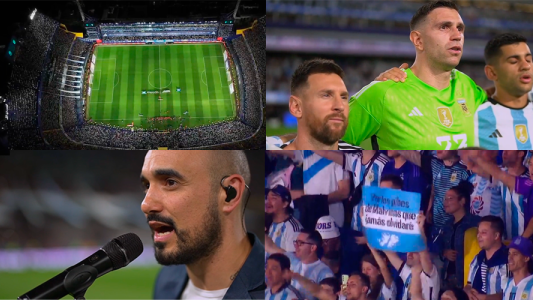 La Bombonera latió con el Himno Nacional de Abel Pintos en Argentina-Uruguay