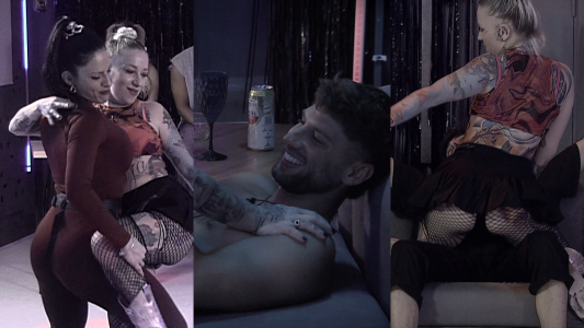 Katia revivió sus épocas de stripper sobre las piernas de Tato y Ulises