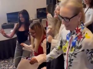 Meryl Streep y Anne Hataway bailaron al ritmo de "Los Ángeles Azules"
