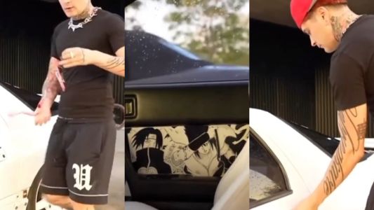 Tapizado de Naruto y una katana de freno de mano: el auto 'otaku' de Lit Killah