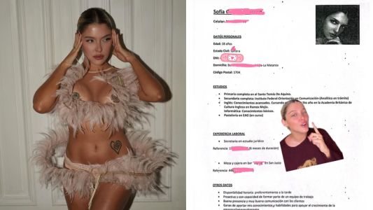 "No tenía talento, pero soy linda": Sofía Gonet reaccionó a su primer CV y recordó sus días como moza en Zona Oeste