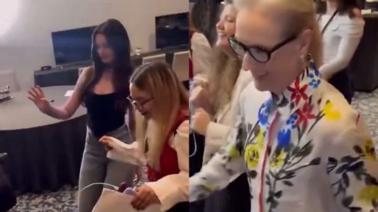 Meryl Streep y Anne Hataway bailaron al ritmo de "Los Ángeles Azules"