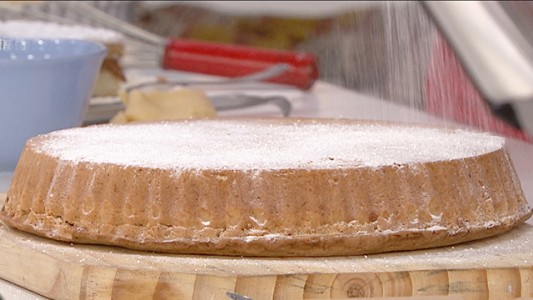 Tarta de ricota con dulce de leche