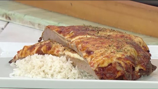 Matambre a la pizza con arroz