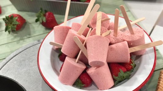 Helado de frutilla bajas calorías