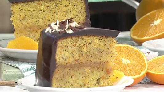 Torta húmeda light de naranja y chocolate