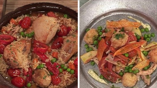 Cálido y frío: Pollo con arroz y salpicón de ave