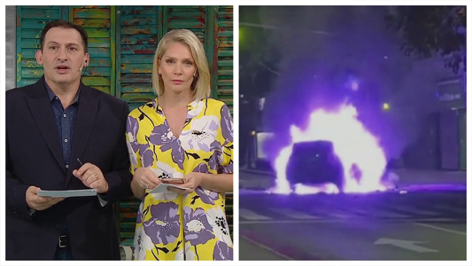 Robo, persecución, choque e incendio