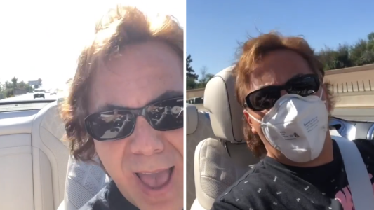 ¡Polémica: Cristian Castro salió a la calle, se sacó el tapabocas y cantó "Azul" arriba de un descapotable!