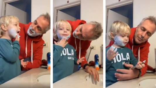 ¡Pura ternura! Marley le enseñó a Mirko a afeitarse la barba