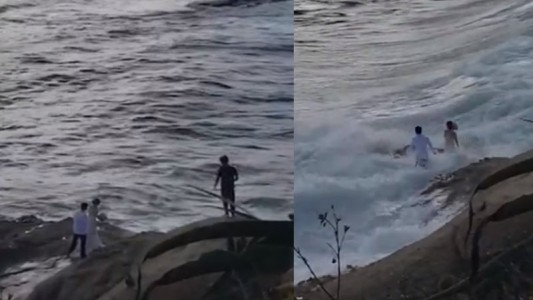 Dramático: ¡Festejaban su casamiento frente al mar y una ola gigante los tragó!