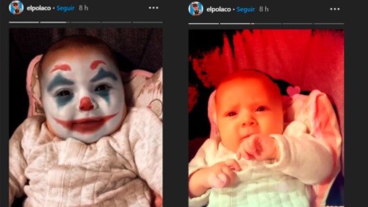 El Polaco jugó con su hija Abril y los filtros de Instagram