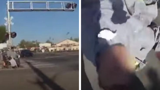 ¡Increíble!  Un hombre fue salvado a segundos de casi ser arrollado por un tren