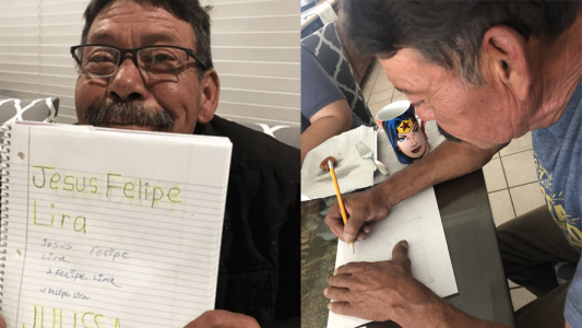 Un abuelo aprendió a escribir en cuarentena