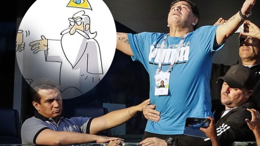 El dibujo de Maradona encontrándose con Dios que se hizo viral