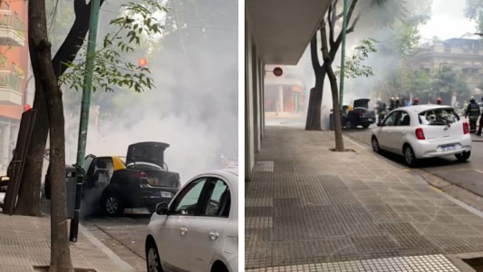 Impresionante incendio de un taxi en el barrio de Belgrano