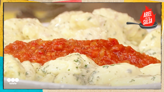 Receta de ñoquis suissese a base de masa bomba y sémola