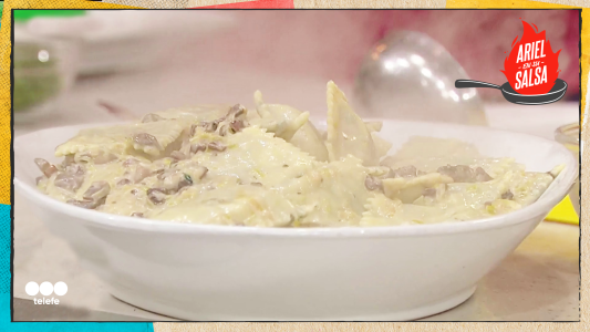 Receta de Ravioles de arroz con salsa de hongos y puerros