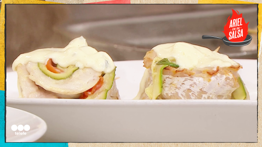 Receta de Pescado al roquefort con puré de papa y puerros crocantes