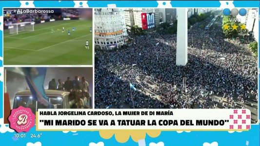 Jorgelina Cardoso: "Ángel tiene la otra pierna libre para tatuarse la Copa del Mundo"