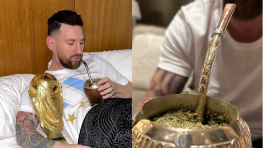 Messi y su mate mundialista: el diez enloqueció con su bombilla