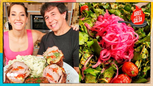 Receta bondiola arrollada puré papas aceitunas ensalada berro tomates cherry